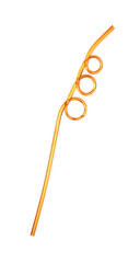 Orange plastic loop straw for drink isolated on white