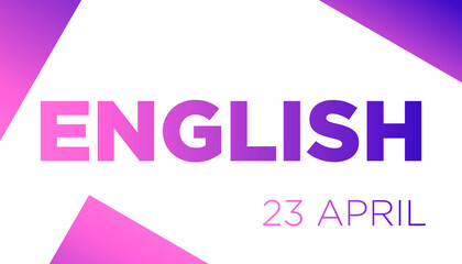 English language day 23 April. Color Vector background, eps10