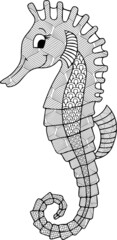 Sea Horse Mandala Vector and Coloring Page