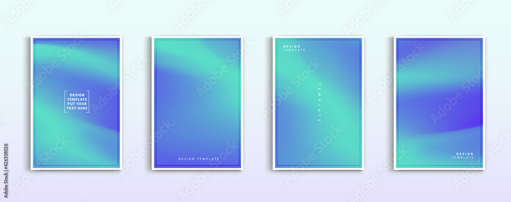 Poster gradient backgrounds vector set. blue and green color abstract background for app, web design, webpa
