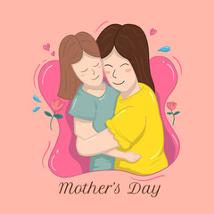 Mother's day hand drawn illustration template