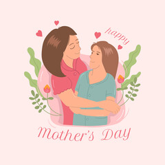 Happy mother's day hand drawn illustration template