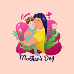 Mother's day illustration with gradient color