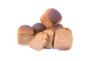rye bread with garlic is isolated on a white background, selective focus.