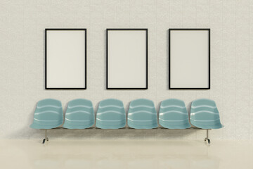 mockup of advertising frames in a waiting room