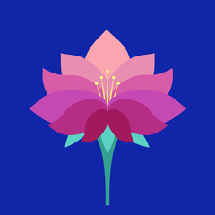 Colorful lotus flower close-up on a blue background. A logo, icon, or symbol can be used for branding, business cards, or a website.