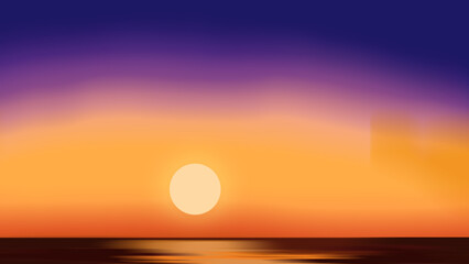 sea landscape at dusk, sunset over the sea