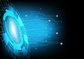 Abstract hi-tech background. Future technology digital circuit network and circle shape innovation vector illustration.