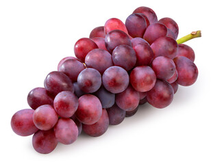 Red grape isolated on white, Bunch of fresh red juicy grapes isolated on white, With clipping path.