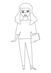 Girl standing cartoon character isolated - vector