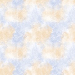 Airy delicate pattern in the form of yellow and blue clouds with snow seamless