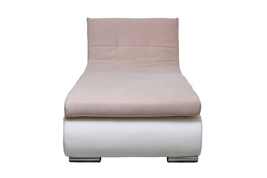 modern leather sofa with beige fabric cushion isolated on white background