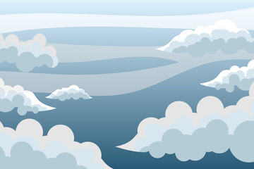 Vector illustration of clouds with blue sky