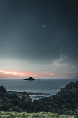 Obraz premium Idyllic sunset view of the Moutohora (Turtle Island) in New Zealand