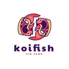 Vector Logo Illustration Fish Simple Mascot Style.