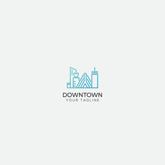 Boston skyline logo line art modern