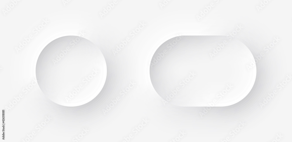 Wall mural template white buttons with outer and inner shadows in neomorphism design. vector illustration eps 1
