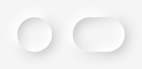 Template white buttons with outer and inner shadows in Neomorphism design. Vector illustration EPS 10