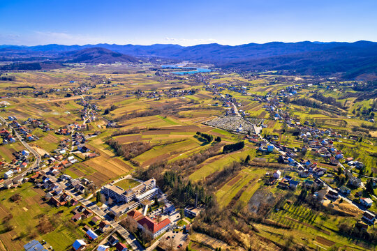 Town of Ogulin lake Sabljaci aerial panoramic view
