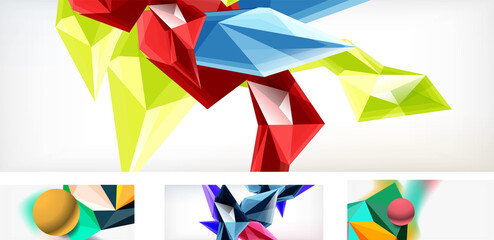 Set of trendy futuristic geometric abstract backgrounds