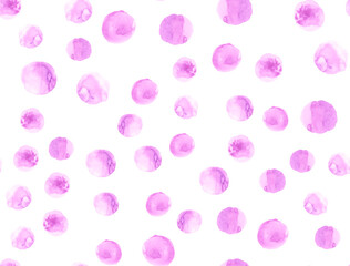 Seamless Painted Polka Dots. Watercolor Circles Illustration. Art Rounds Texture. Color Painted Polka Dots Wallpaper. Vintage Spots Background. Cute Pastel Print. Abstract Painted Polka Dots.