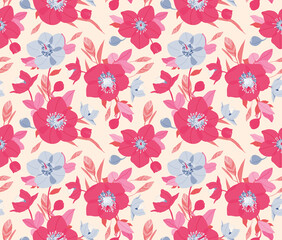 Fototapeta na wymiar Seamless pattern with hellebore flowers, vintage vector illustration.