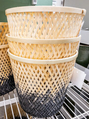 Weaved flowerpots are waiting for customers