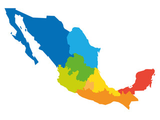 Mexico political map of regions