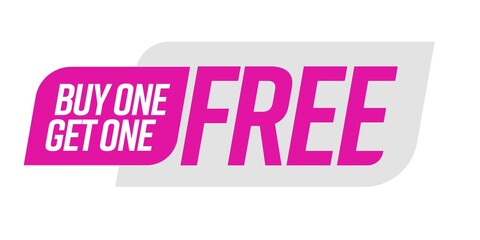 Buy one get one free bogo template voucher or coupon. Special shop store discount tag, sticker