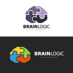 Template Logo design. Concept brain puzzle. 
