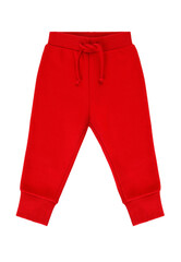 Kids red pants. Front view