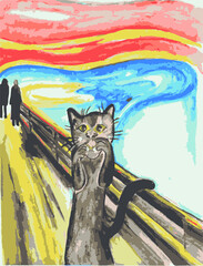 Scream. Edward Munch inspired. Abstract art, flat vector painting.	 - obrazy, fototapety, plakaty