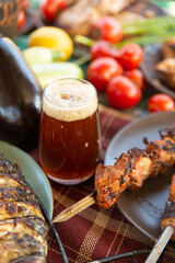 grilled meat with vegetables