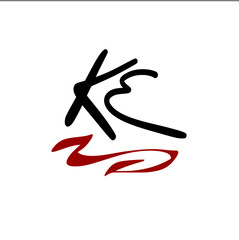 KE initial handwriting logo for identity