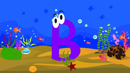 Fototapeta na wymiar Cartoon Illustration of funny capital letter with colourful background