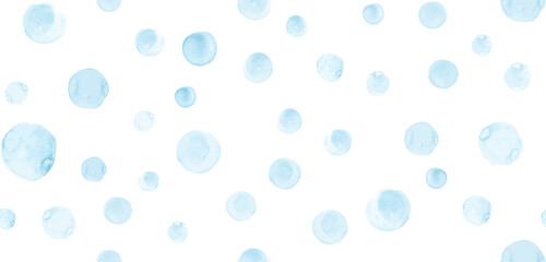 Children Watercolor Rounds Pattern. Grunge Circles Illustration. Kids Geometric Dots Texture. Blue Seamless Watercolor Rounds Pattern. Ink Polka Doodle. Vector Watercolor Rounds Pattern.