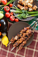 shish kebab on skewers