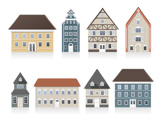 Fototapeta premium Set - cozy houses from small old streets.