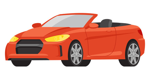 Cabriolet three quarter view. Automobile in cartoon style.