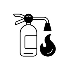 Fire extinguisher linear icon. Equipment to put out flames. Nozzle, hose for foam. Fire safety. Thin line customizable illustration. Contour symbol. Vector isolated outline drawing. Editable stroke