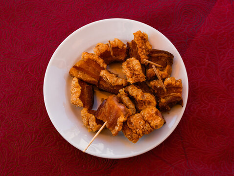 Delicious spanish tapas with pork