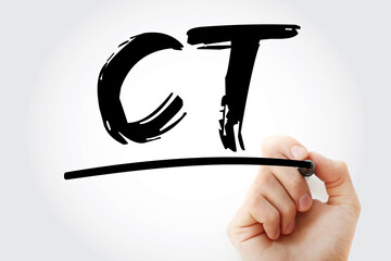 CT - Computed Tomography acronym with marker, concept background