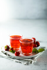 Refreshing homemade strawberry drink with mint