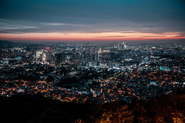 Fototapeta premium Seoul city skyline at Night, South Korea.