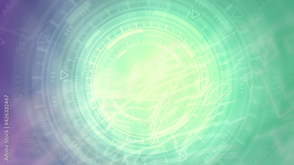 Poster abstract 3d illustration - colorful cyber abstract background of moving ui or hud circles, scientifi