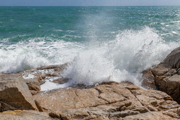 Sea view and rock stone at Koh Samui island, Unseen and amazing Thailand.
