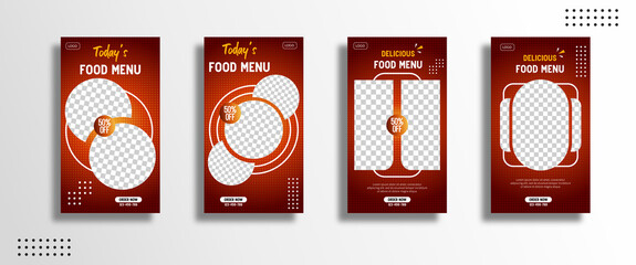 social media story banner template set, sales promotion, culinary promotion, ready to edit and use.