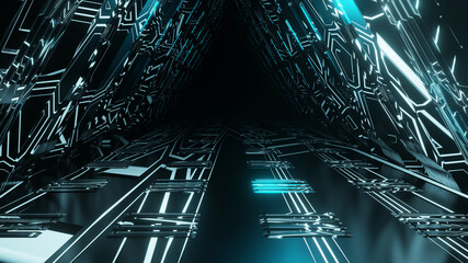 Clean scifi fantasy space tunnel corridor