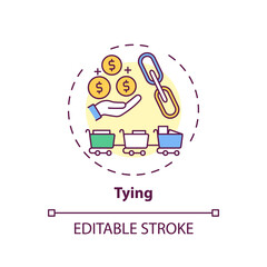 Tying concept icon. Mandatory addition idea thin line illustration. Product bundling. Purchasing unnecessary product from separate market. Vector isolated outline RGB color drawing. Editable stroke