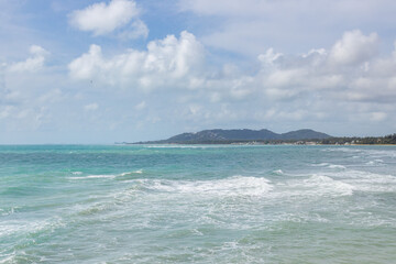 Sea view at Hin Ta Hin Yai Grandfather and Grandmother Rock on Koh Samui island, Unseen and amazing Thailand.